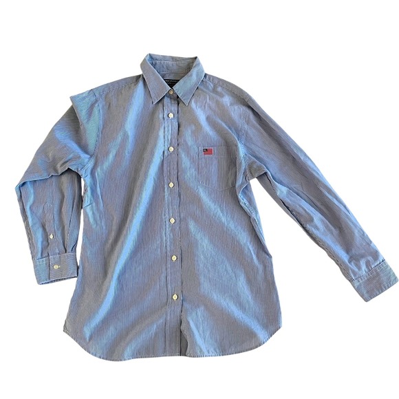 Polo Jeans Co. Ralph Lauren Other - Polo Jeans Co Ralph Lauren Shirt Mens Medium Blue White Stripe Flag 90s Vintage